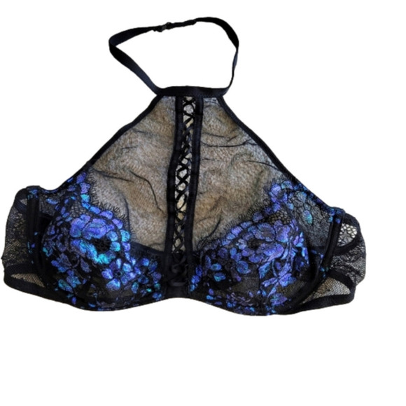 Victoria's Secret Very Sexy Bralette Small Halter Mesh Lace Up - Picture 2 of 11